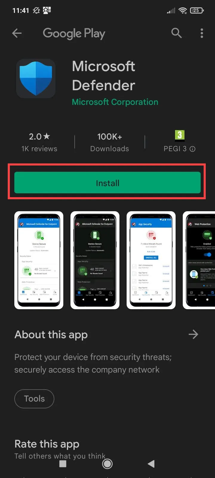 Microsoft Defender Android - installation