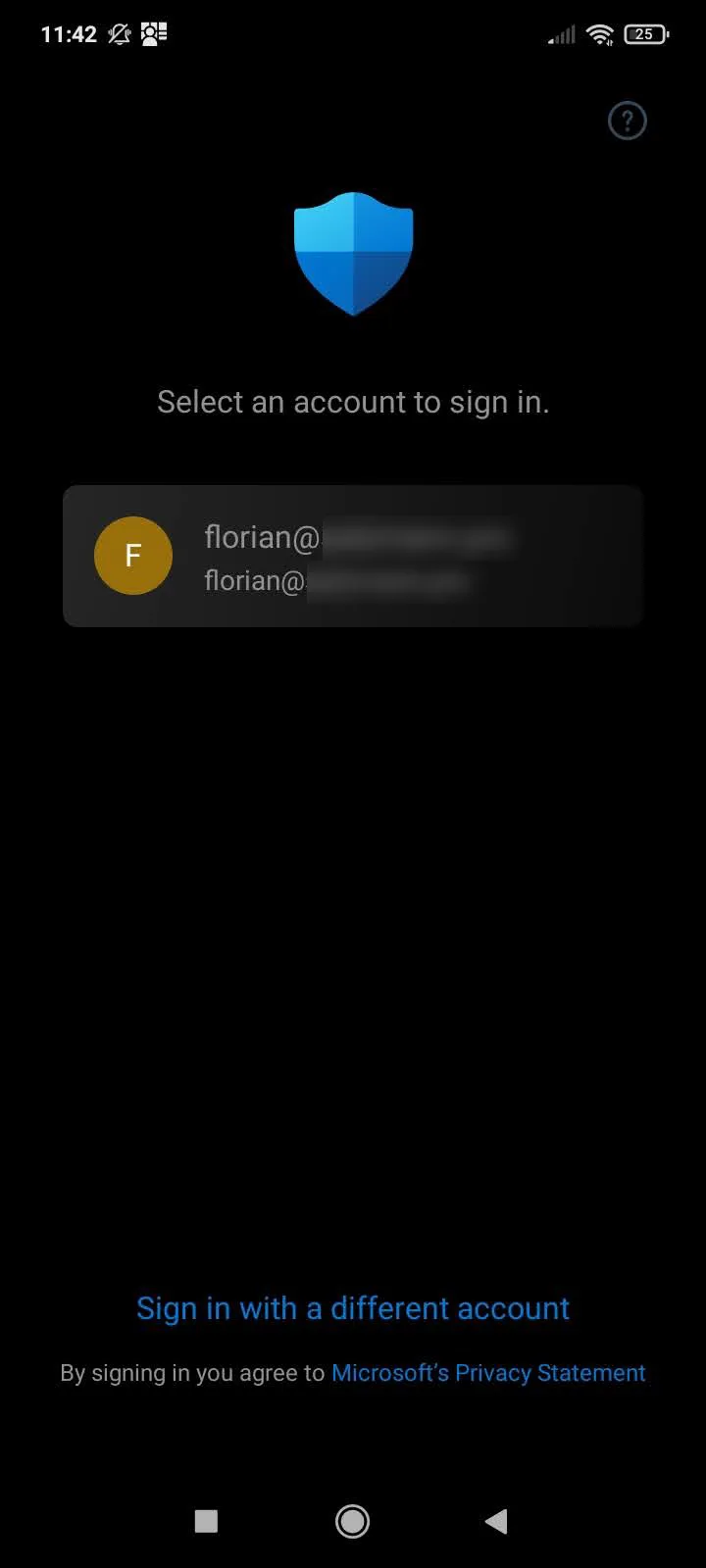 Microsoft Defender Android - Login
