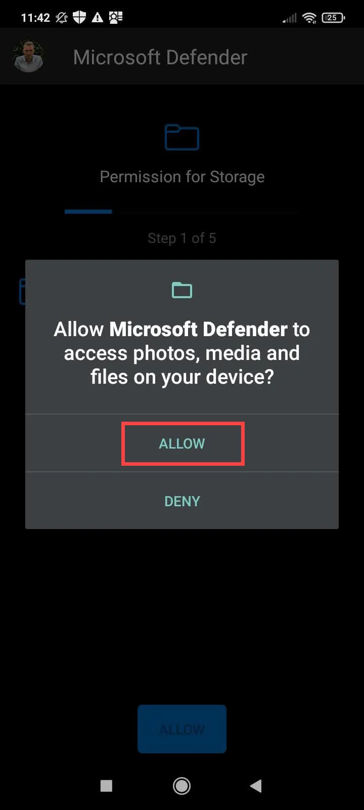 Microsoft Defender Android - Allow data access