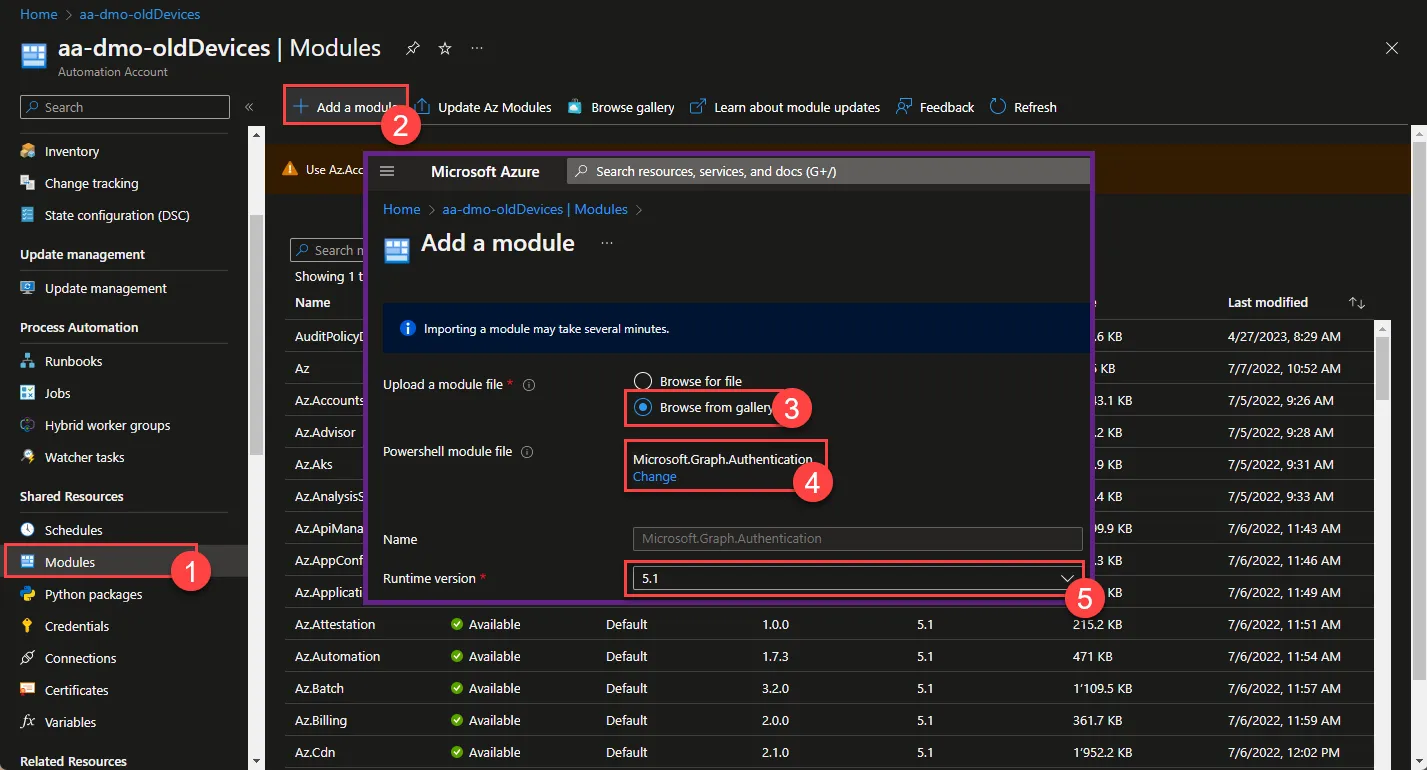 Add PowerShell Module to Azure Automation