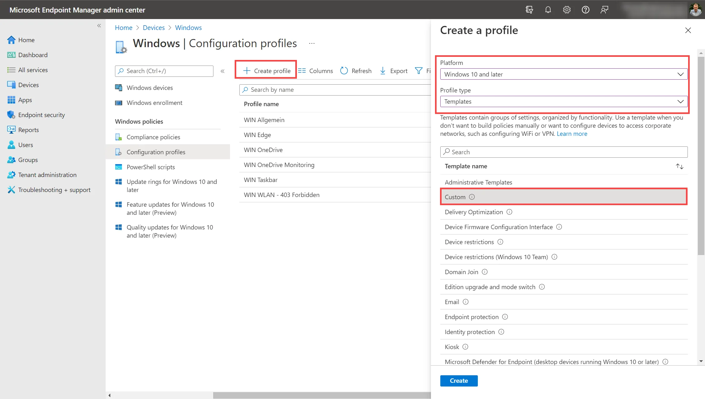 Create custom mem profile