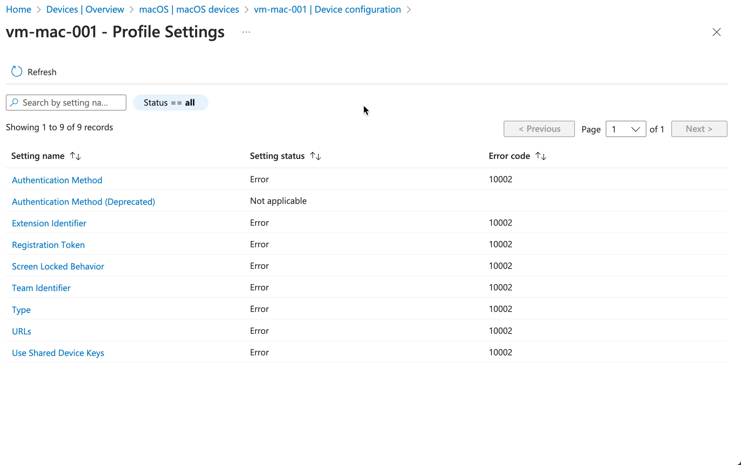 Intune Error 10002 Platform SSO