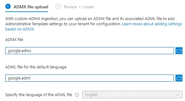 Google ADMX und ADML Import in Intune