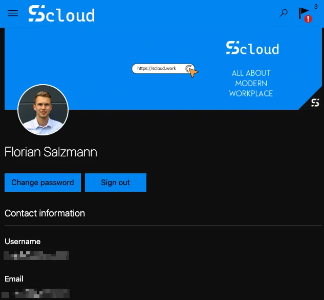 Edit Company Portal Web, personal profile