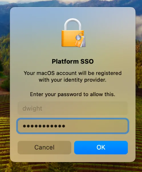 macOS Platform SSO local login