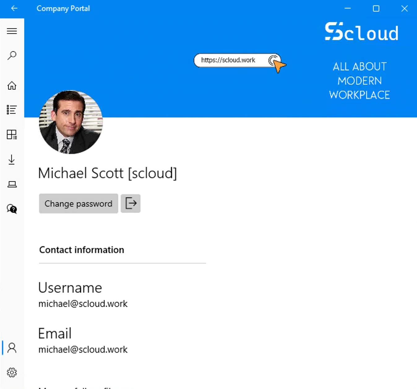 Edit Company Portal Desktop, personal profile