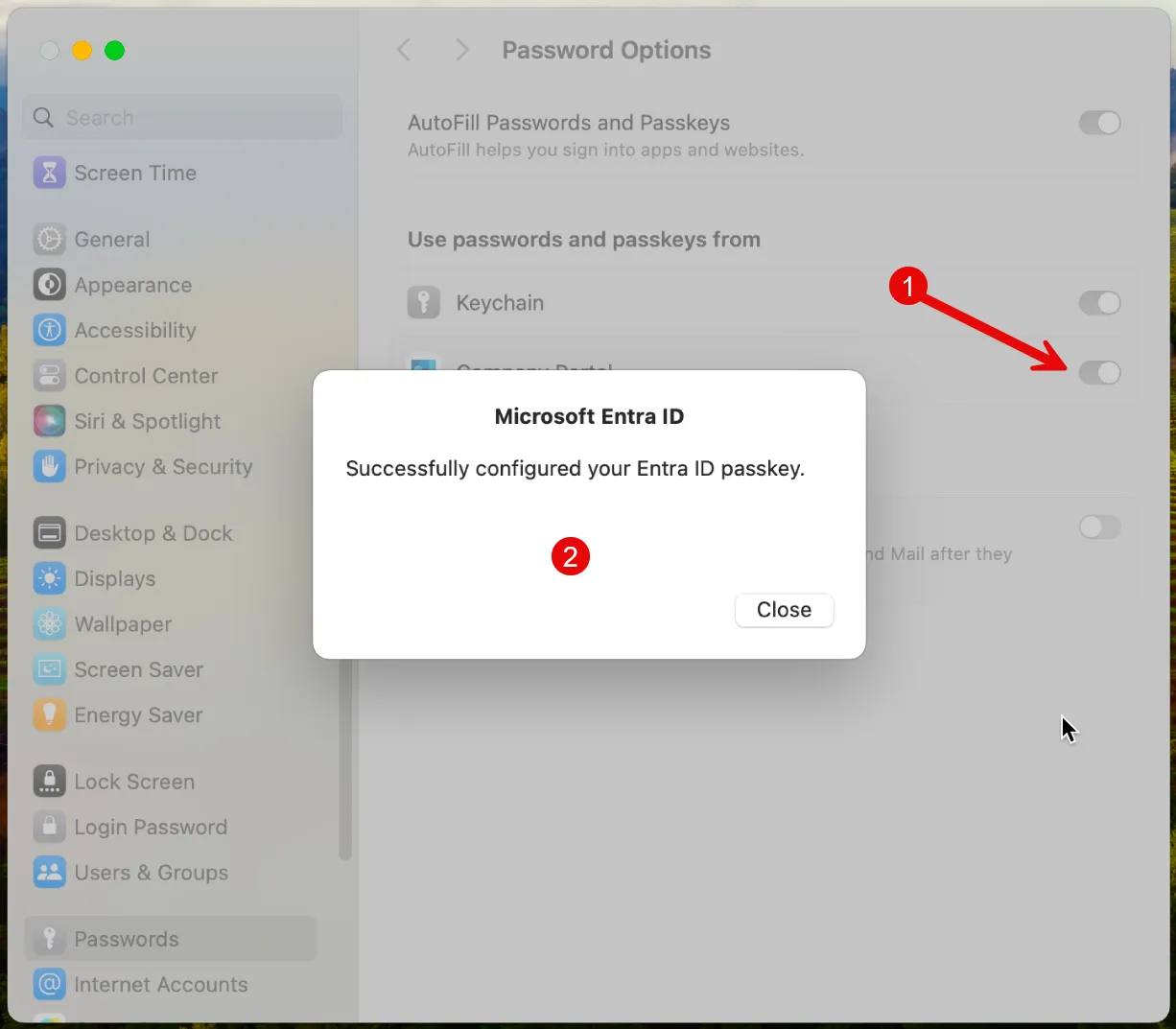 macOS, Enable Company Portal as Password provider