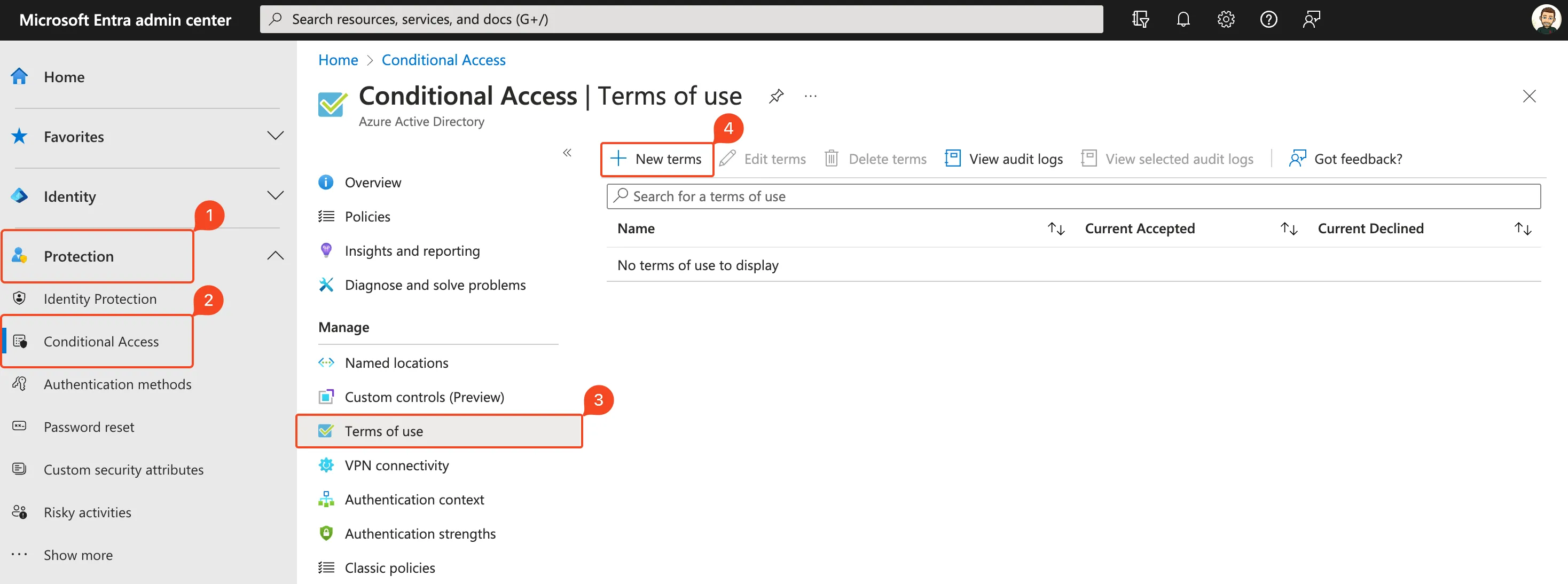 create Entra Terms of use