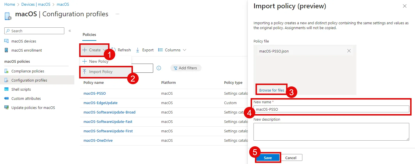 Import Platform SSO configuration in Intune
