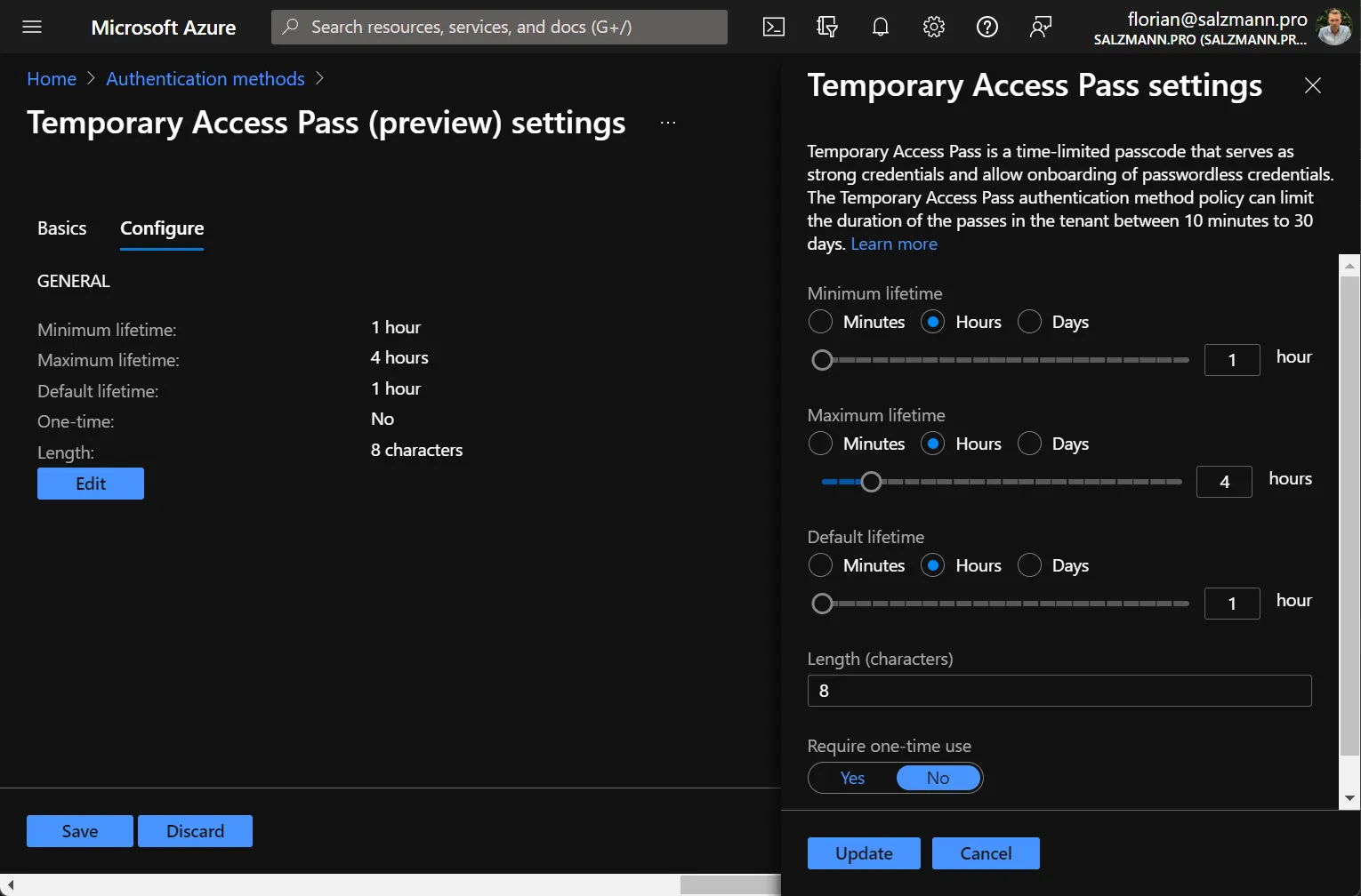  Temporary Access Pass options
