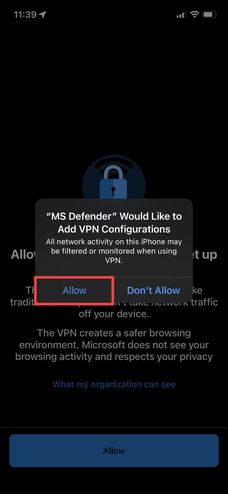Defender iOS Add VPN Configurations