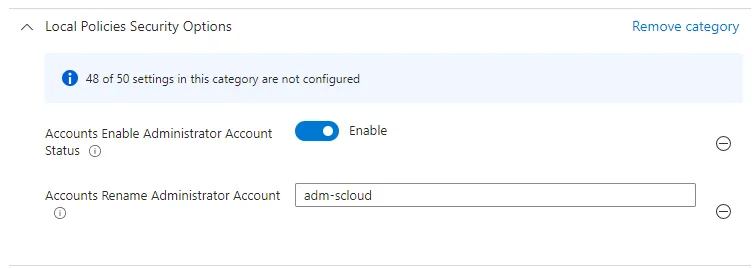 Intune, rename and activate Admin