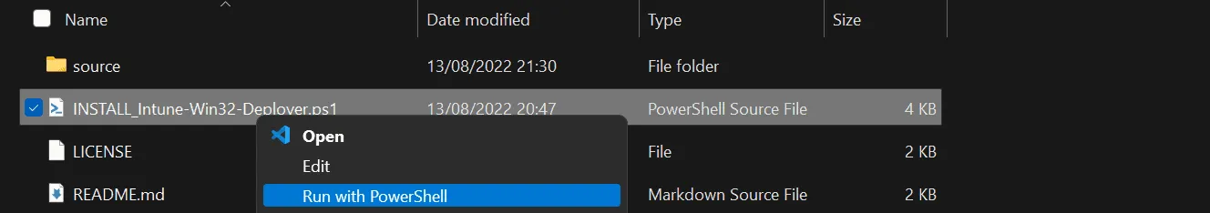 Intune Win32 Deployer, Installation