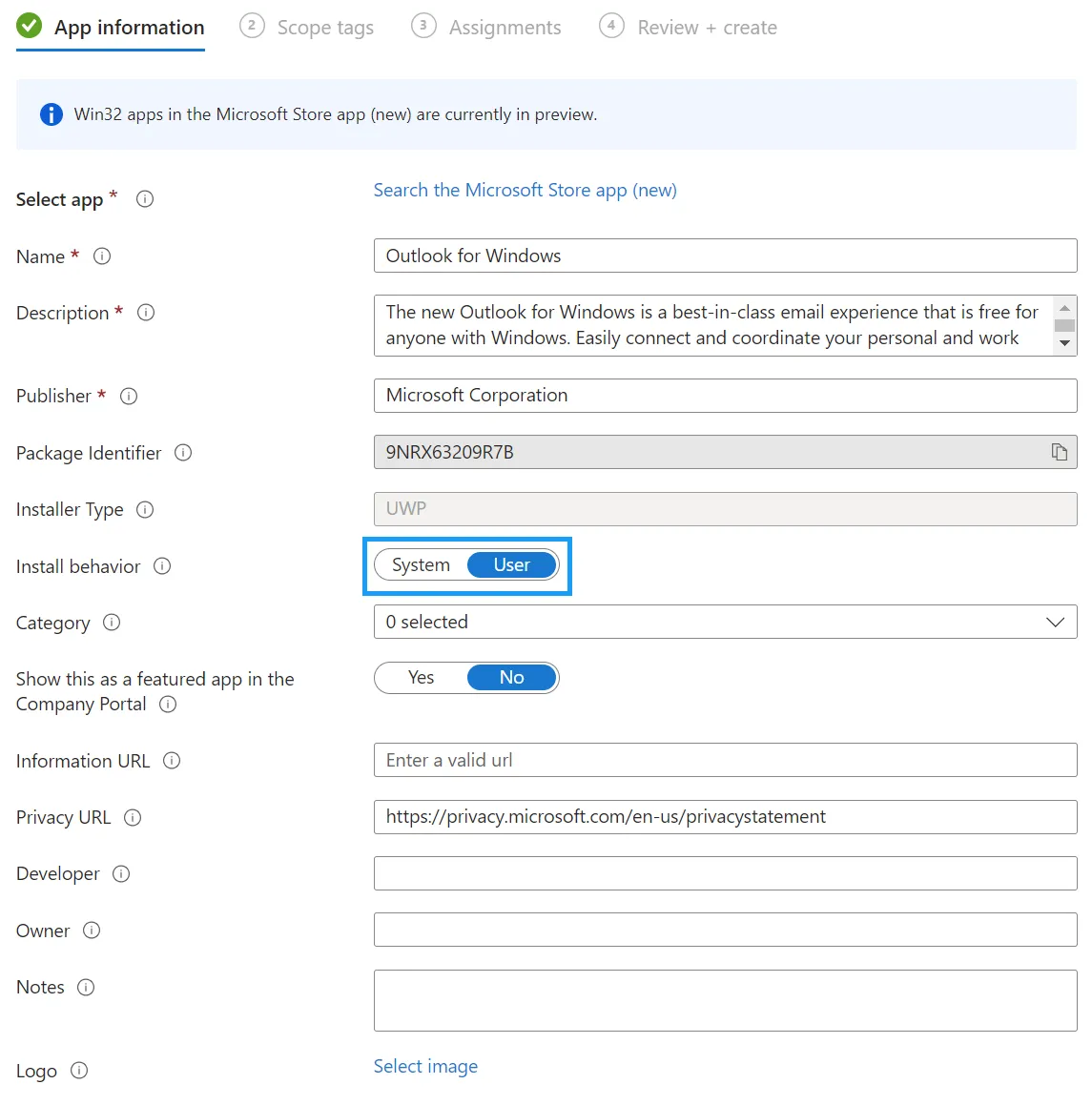 New Outlook settings app