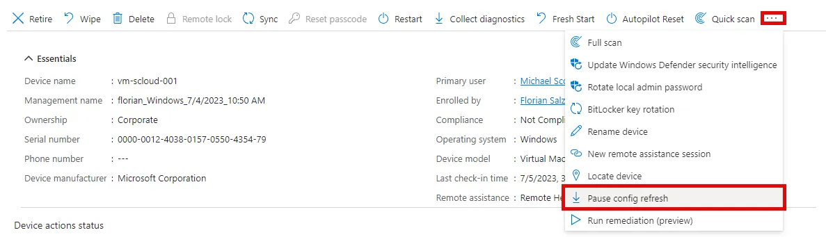 manually pause Config Refresh
