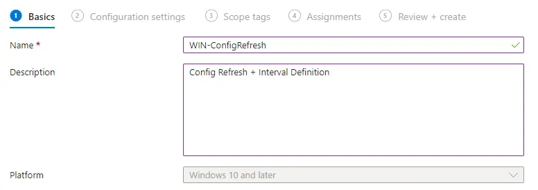 New Config Refresh Policy in Intune