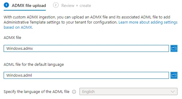 Windows ADMX und ADML Import in Intune