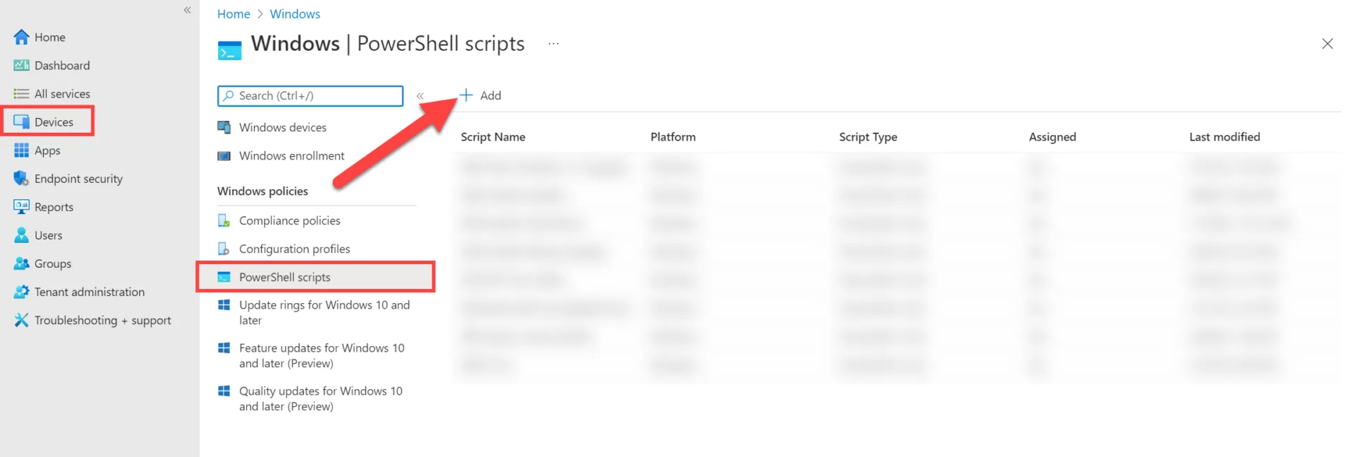 Intune, add PowerShell script
