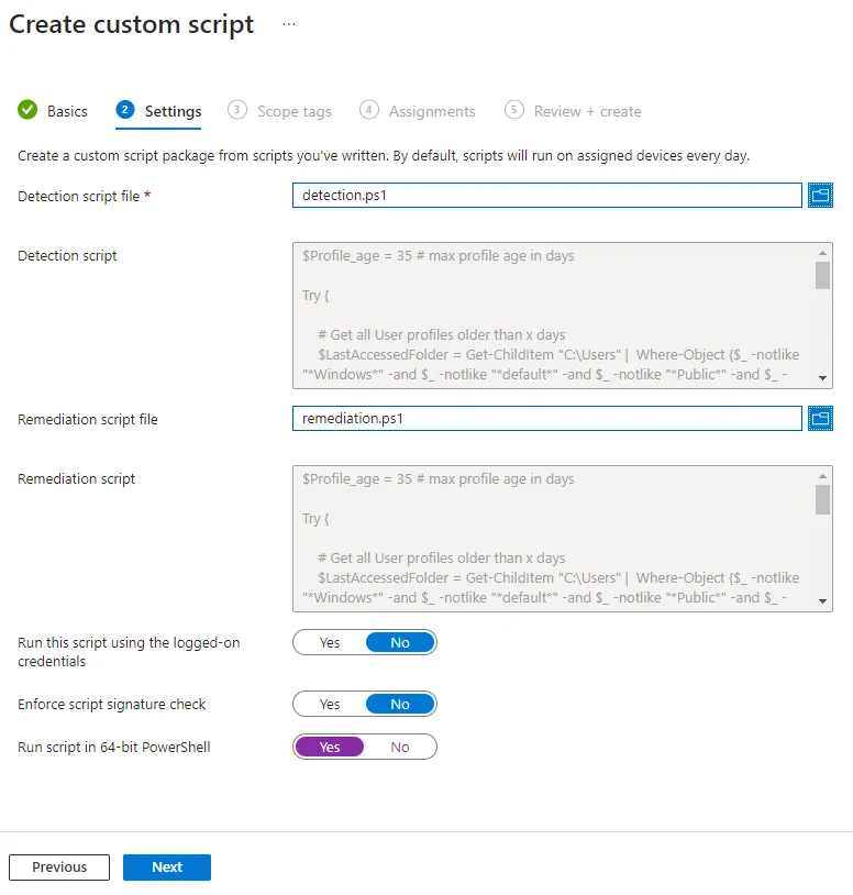 Detection und Remediation Skripte