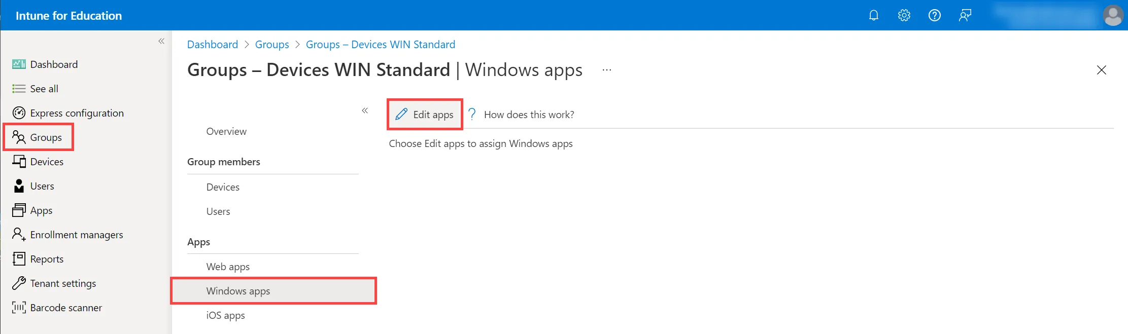 Intune for education - app assigment