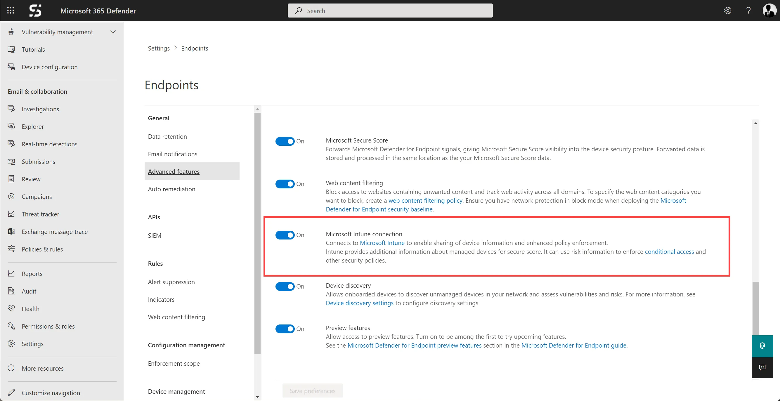 Defender for Business Intune integration