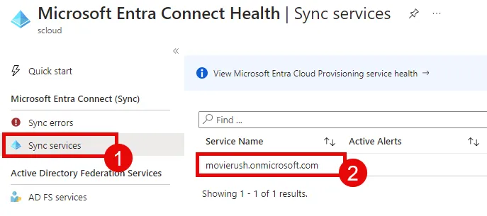Microsoft Entra Connect Health, Service Name