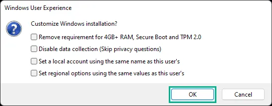 Rufus, Windows User Experience