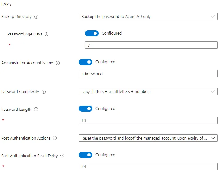 Intune, LAPS configuration