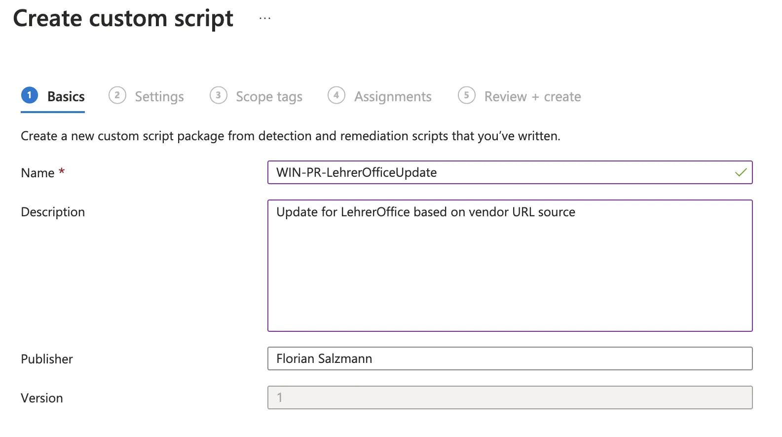 New Remediation package in Intune