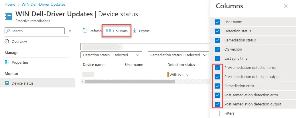 Proactive Remediation view