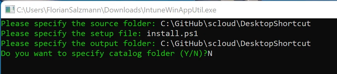 intunewin desktop shortcut win32