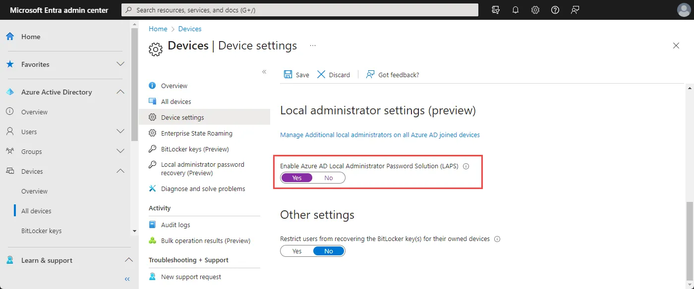Azure AD, Windows LAPS aktivieren