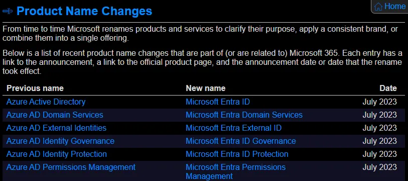 M365 Maps, Product Name Changes