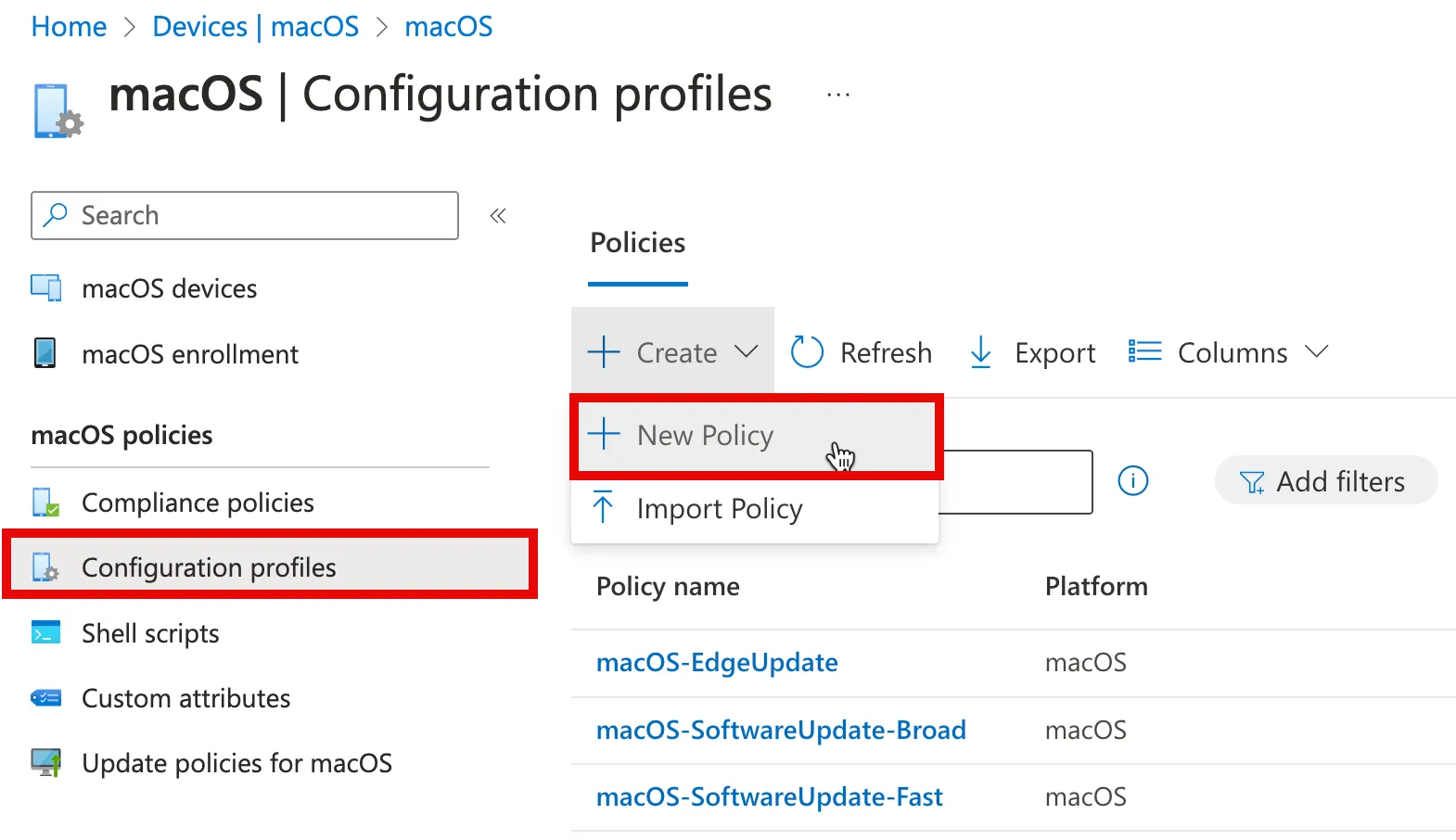 Intune ass new macOS policy