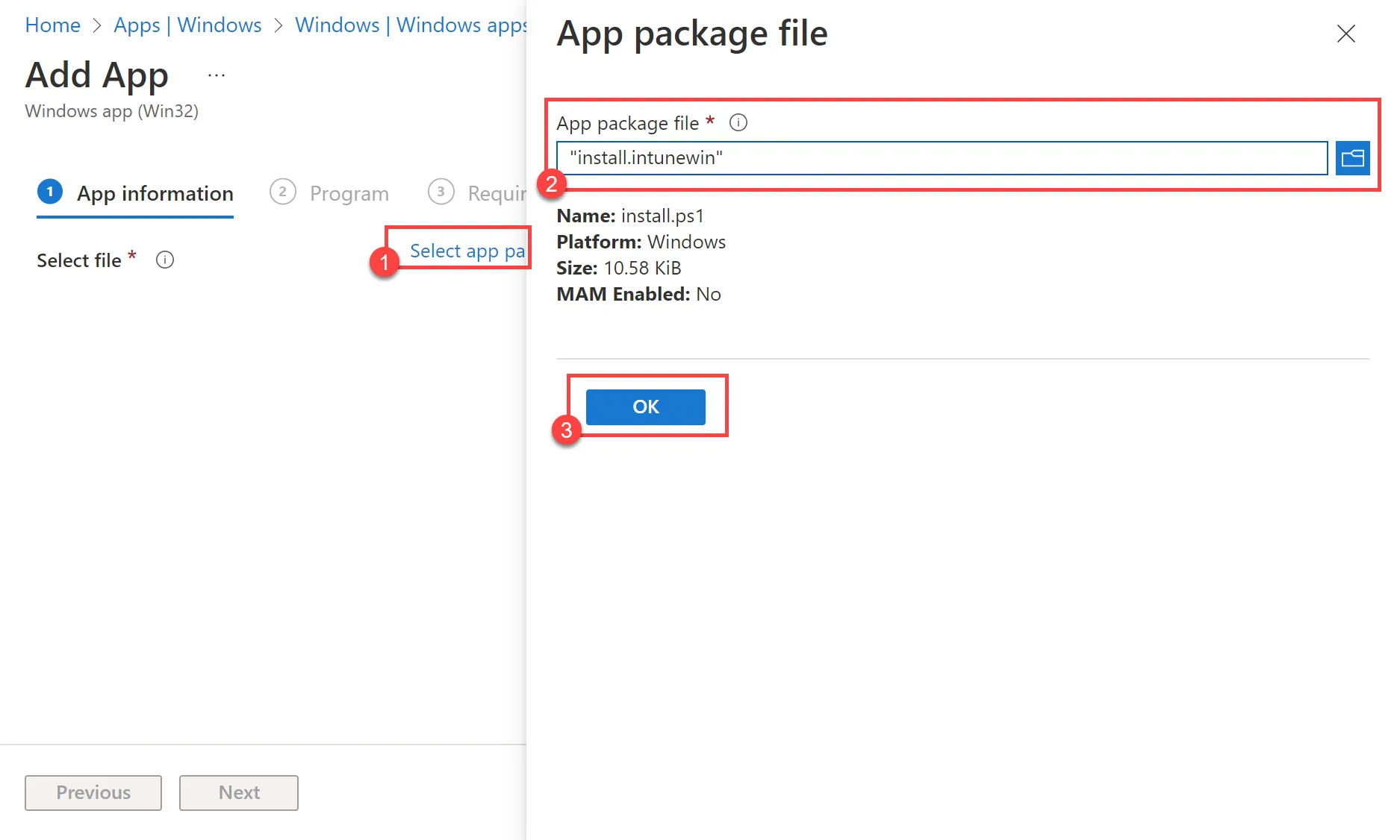 Intune, upload intunewin