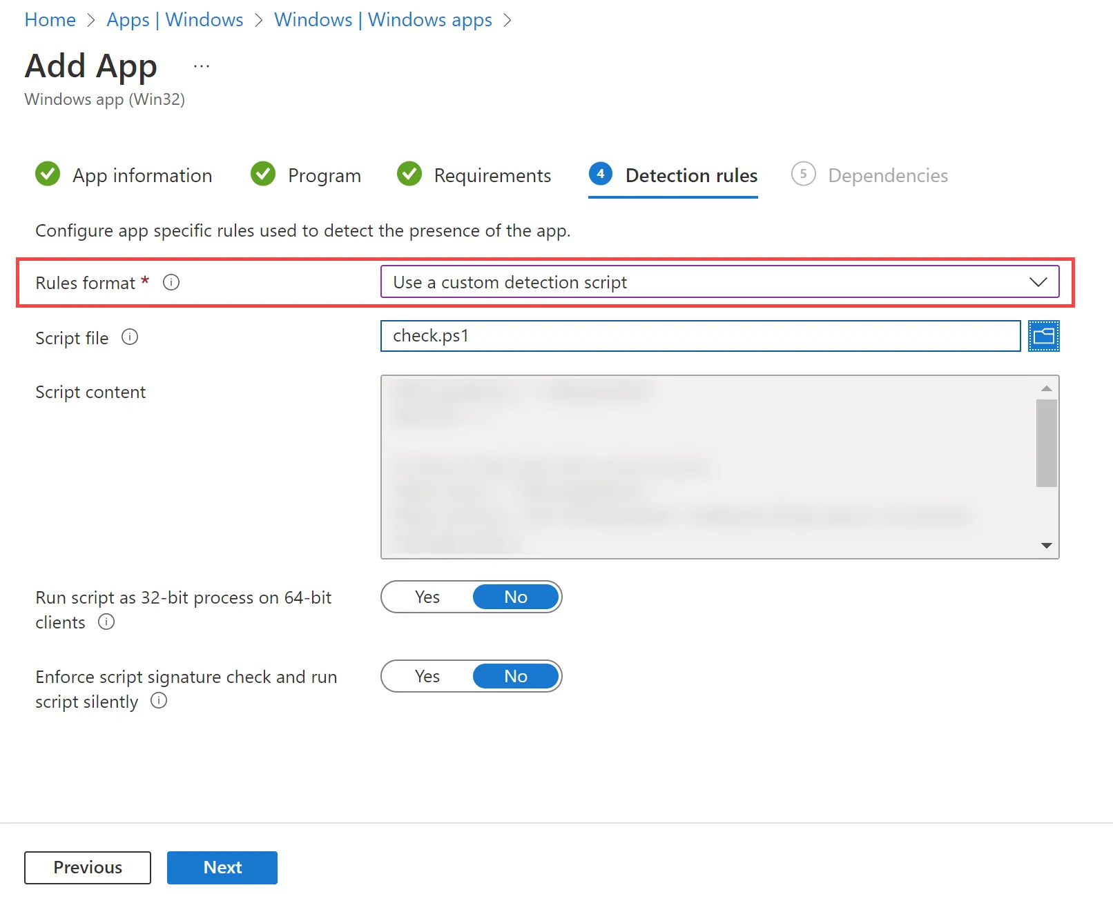 Intune, Win32 App detection