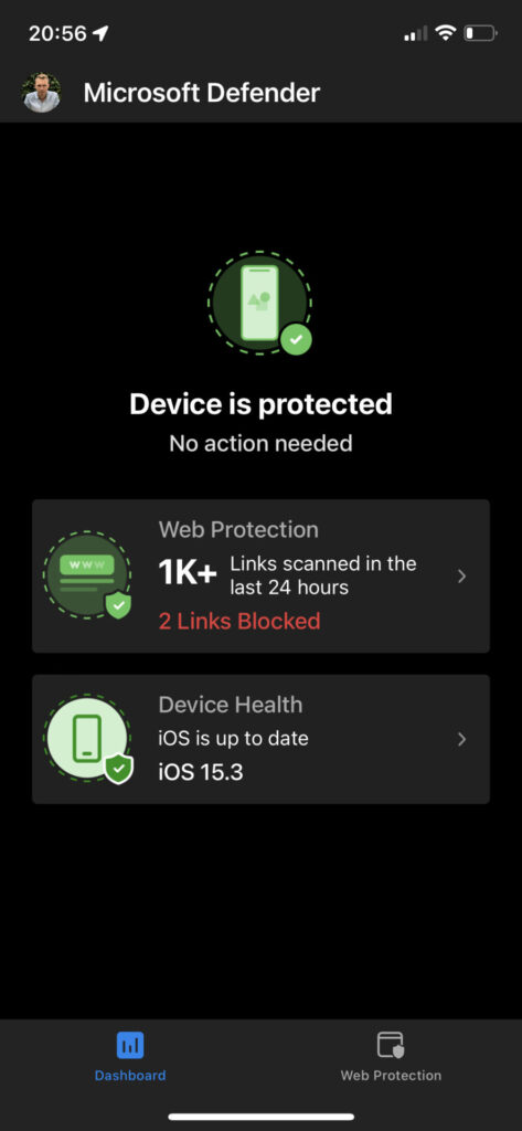 Defender for iOS - Device is protected