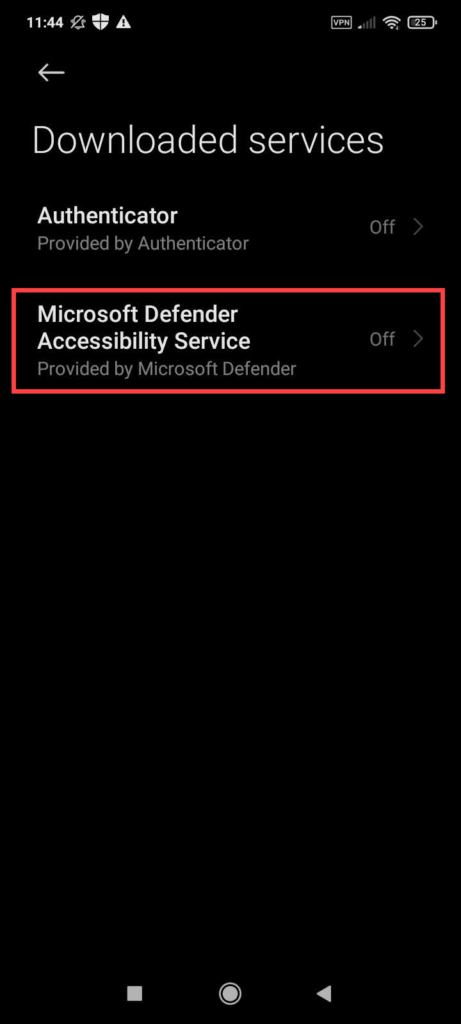 Microsoft Defender Android - Accessibility Service