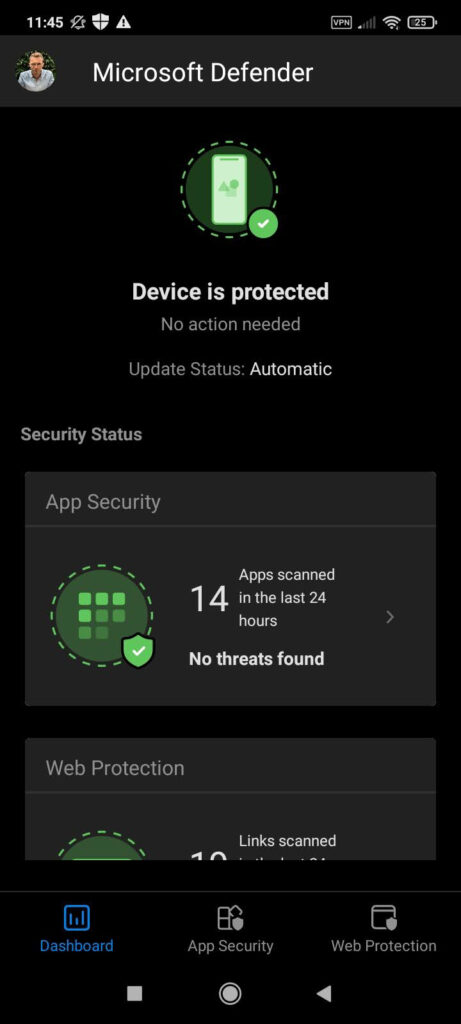 Microsoft Defender Android - device protected