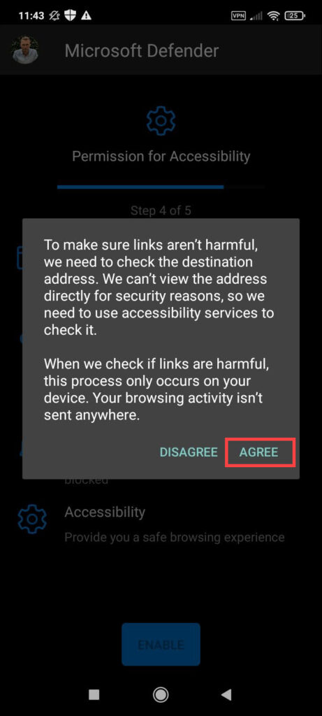 Microsoft Defender Android - VPN confirmation