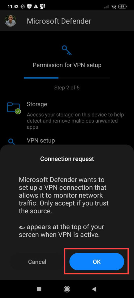 Microsoft Defender Android - VPN Connection