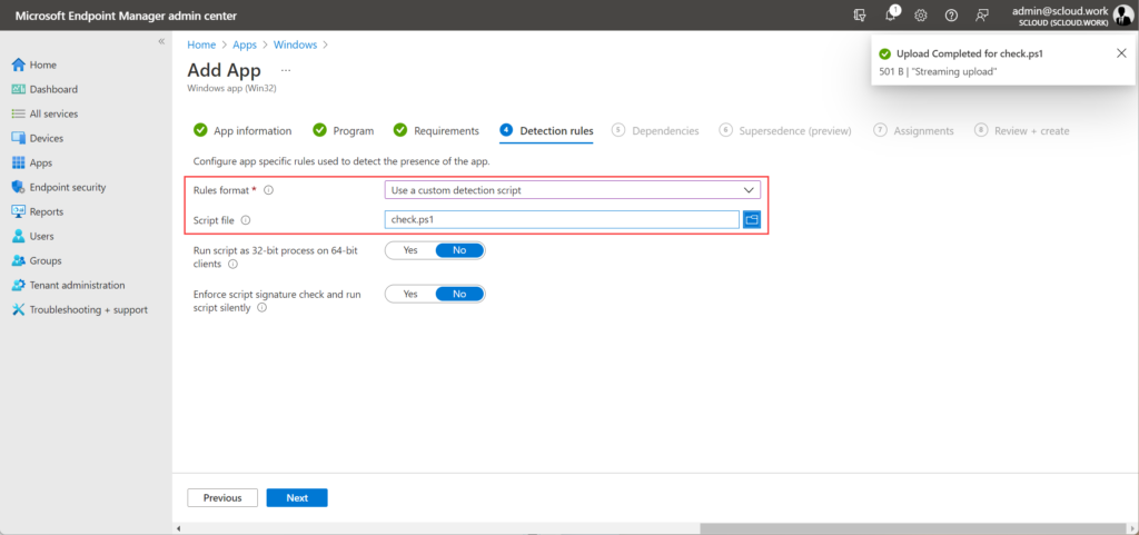 FortiClient VPN detection rule Intune