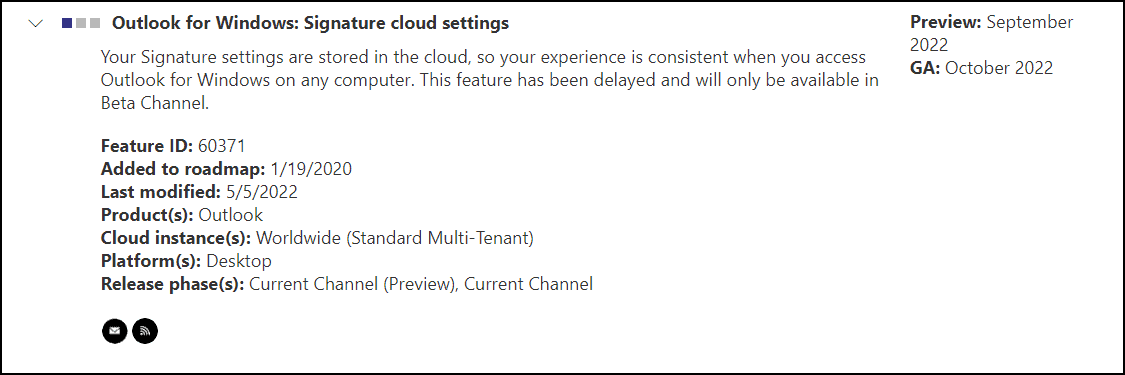 Outlook for Windows: Signature cloud settings