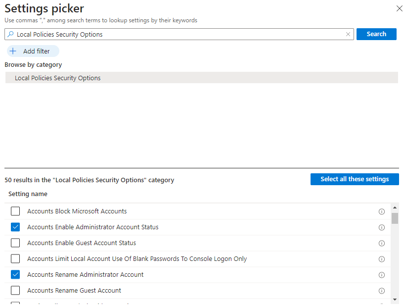 Intune, Local Policies Security Options